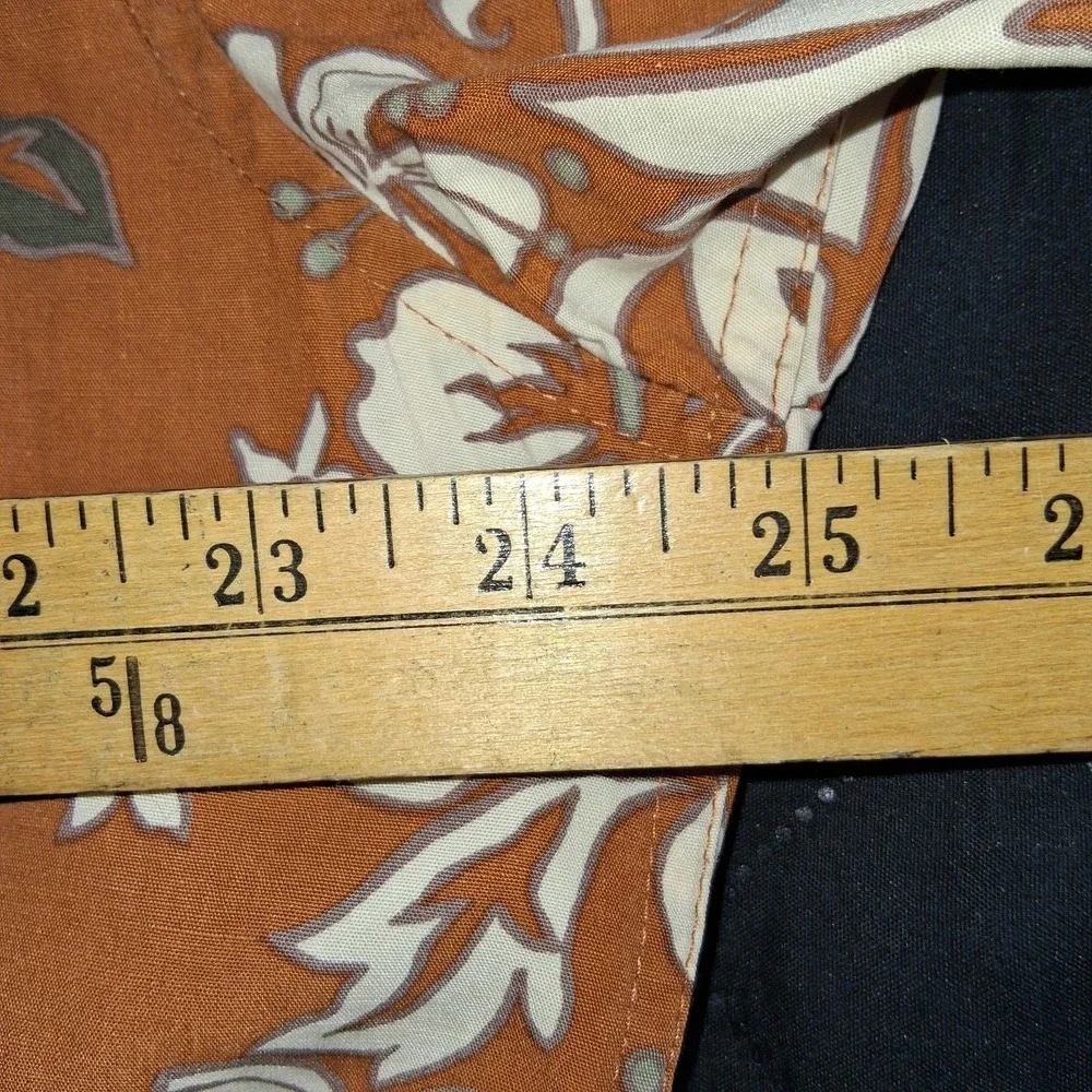 Reyn Spooner Linen Blend Shirt Men's Large Chest Flap Pockets Floral Hawaiian